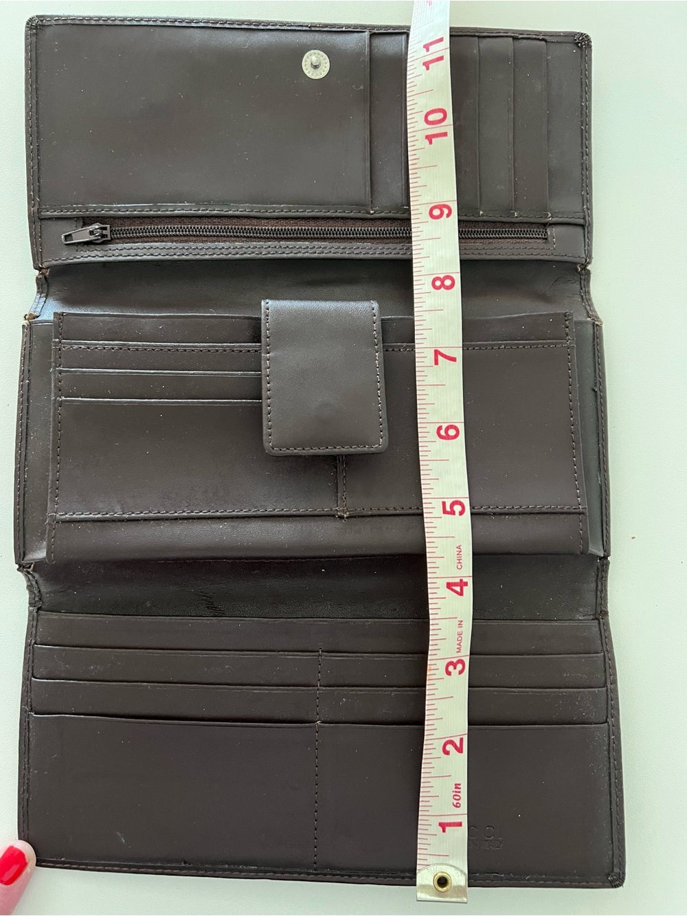Vintage Gucci Brown Monogram Continental Wallet with Green-Red Web Stripe - Picture 5 of 9